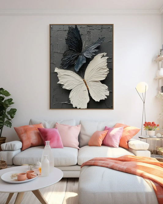 Black And White Butterfly Texture Wall Decor No.109