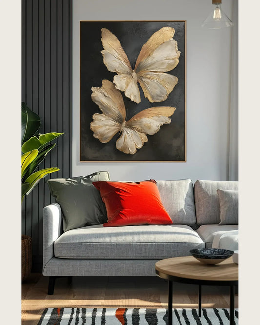 Gold Butterfly Texture Wall Art No.126