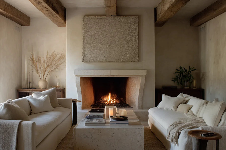 Fireplace Living Room Ideas: Creating a Warm and Timeless Space with Art and Natural Materials