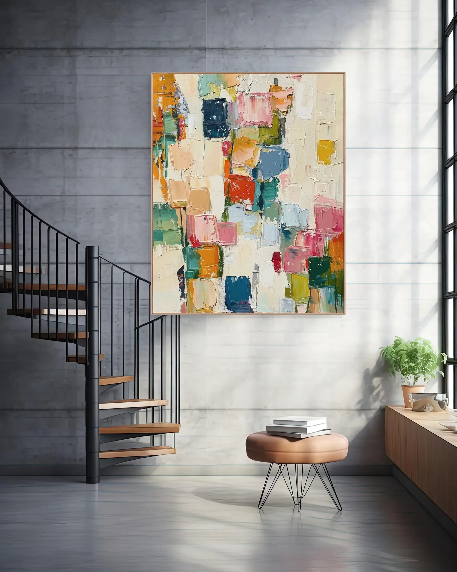 Abstract Colorful Art On Canvas for Bedroom No.005