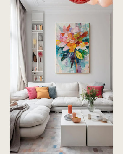 Abstract Colorful Canvas Painting for Dining Room No.008