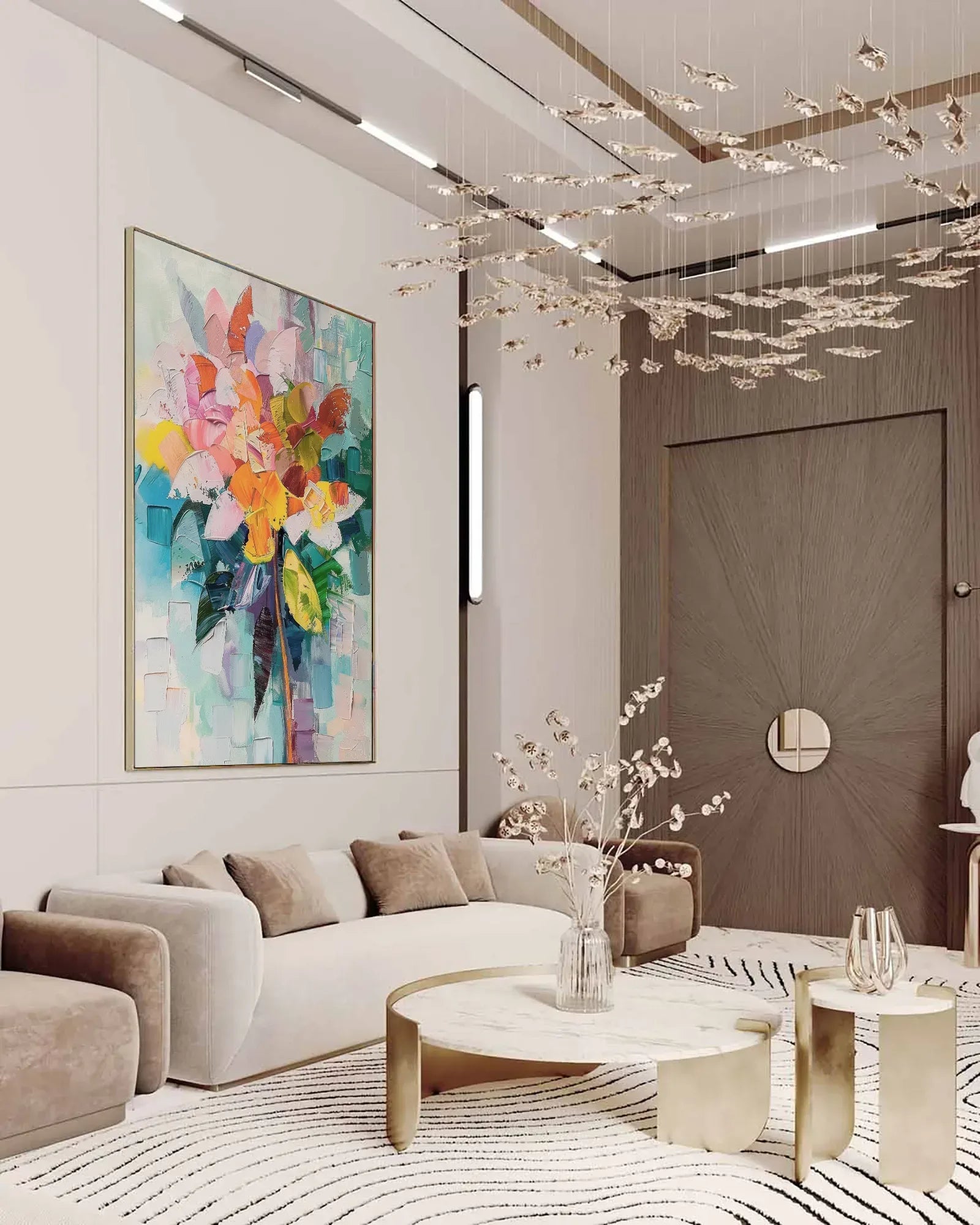 Abstract Colorful Canvas Painting for Dining Room No.008