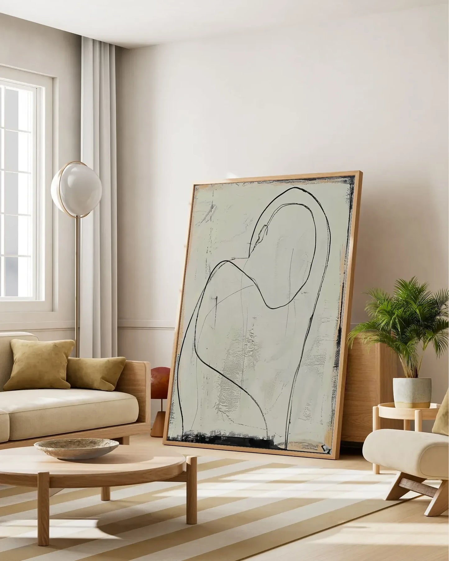 Beige Minimalist Canvas Painting No.010