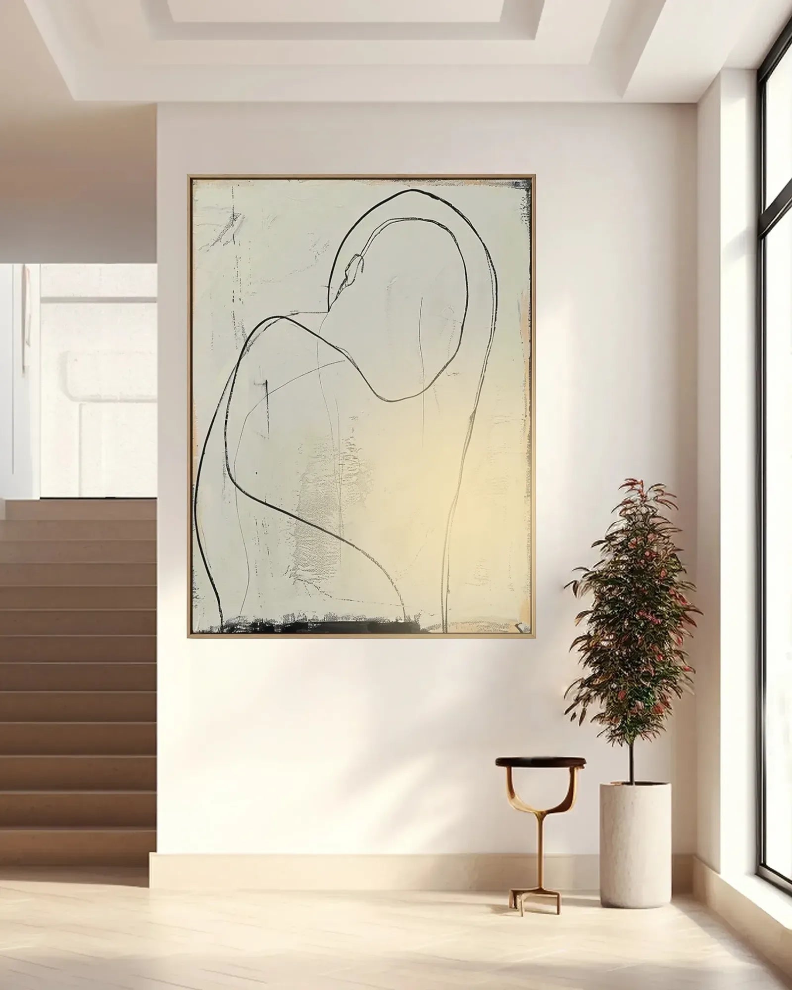 Beige Minimalist Canvas Painting No.010