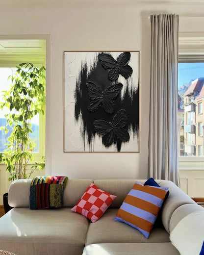 Black Butterfly Texture Canvas Art No.097