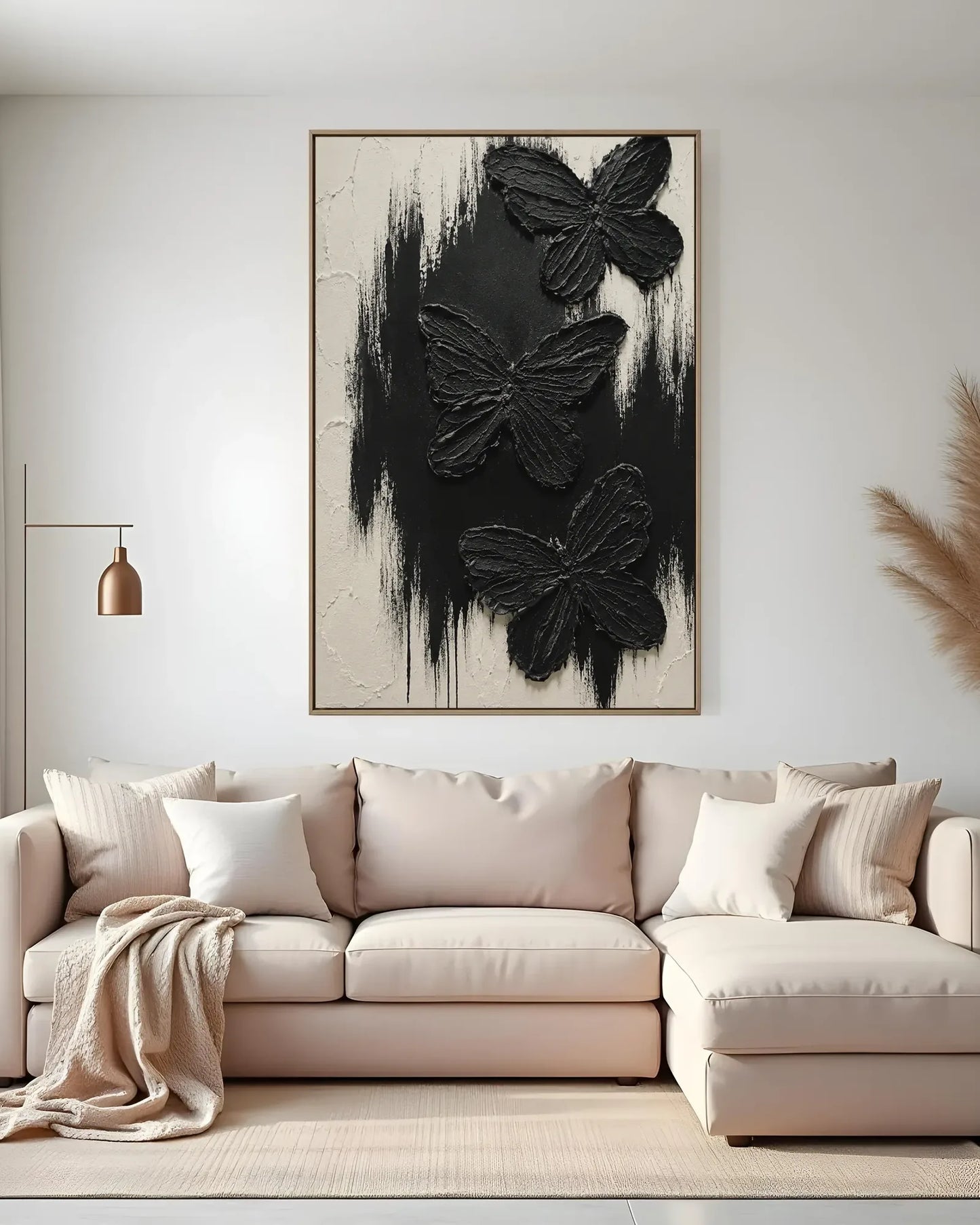 Black Butterfly Texture Canvas Art No.097