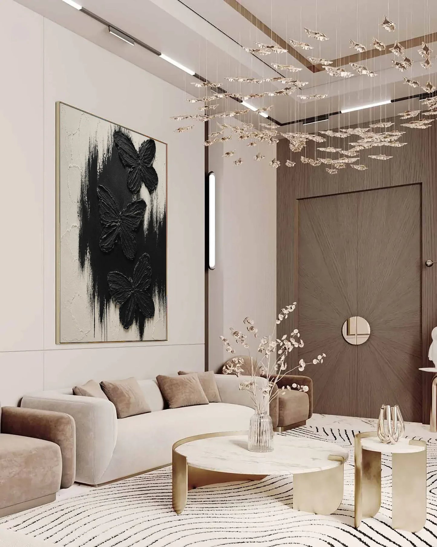 Black Butterfly Texture Canvas Art No.097