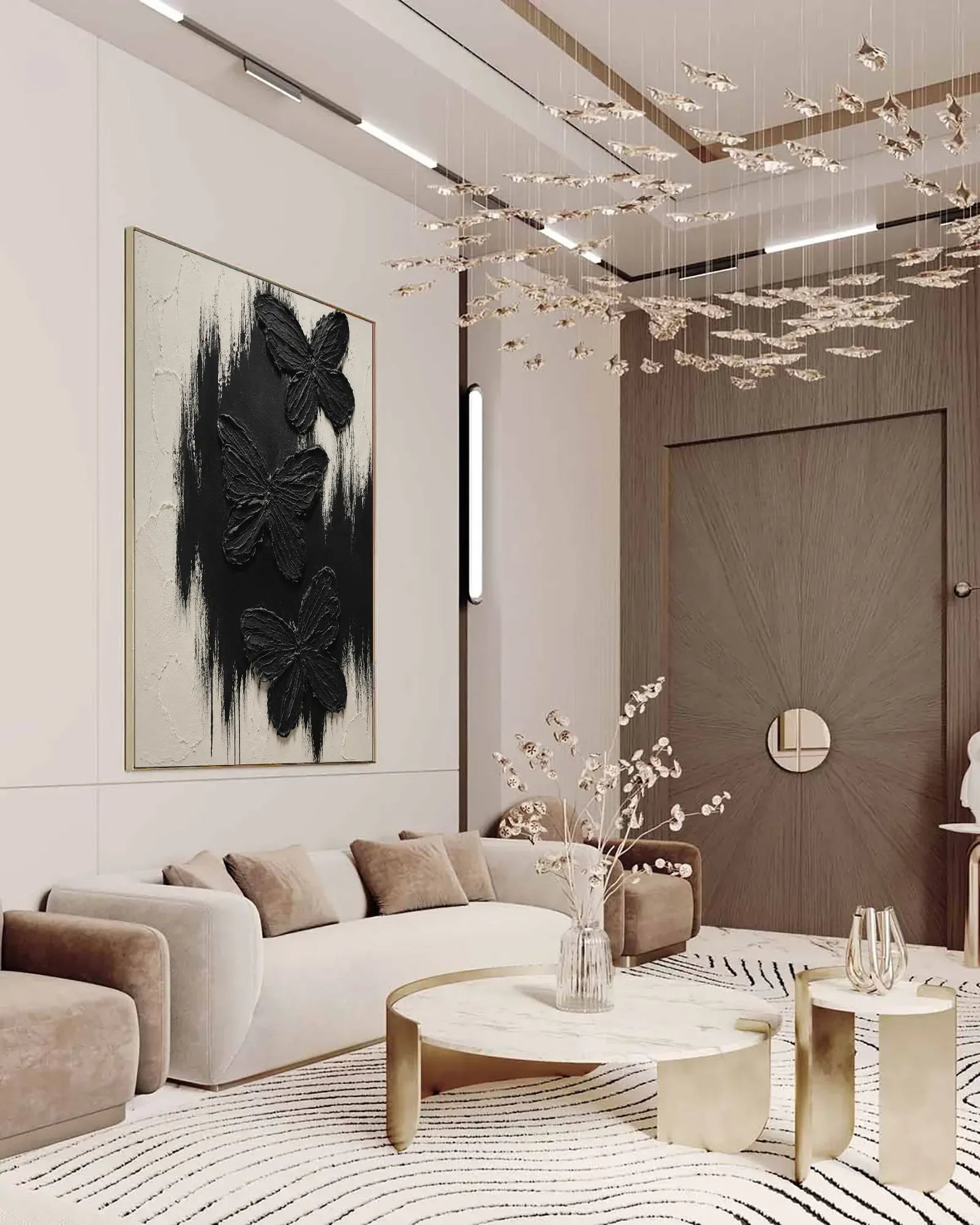Black Butterfly Texture Canvas Art No.097