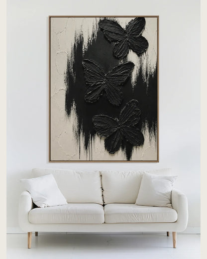 Black Butterfly Texture Canvas Art No.097