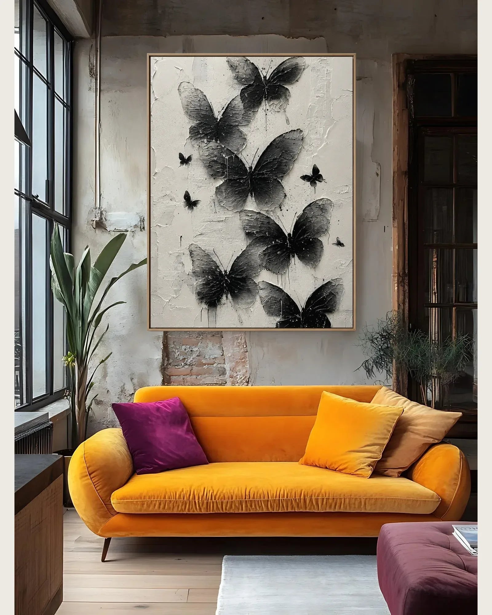 Black Butterfly Texture Wall Art No.096
