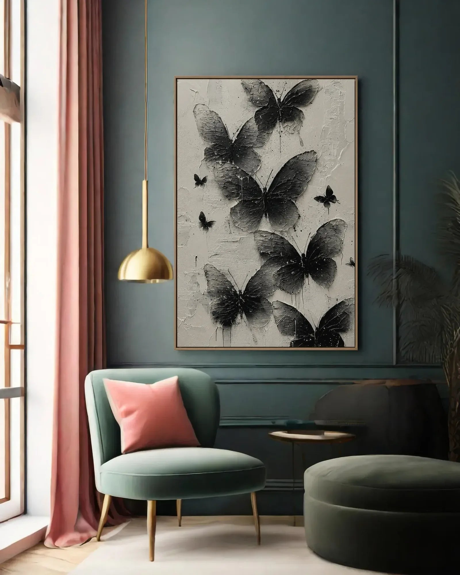 Black Butterfly Texture Wall Art No.096
