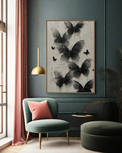 Black Butterfly Texture Wall Art No.096