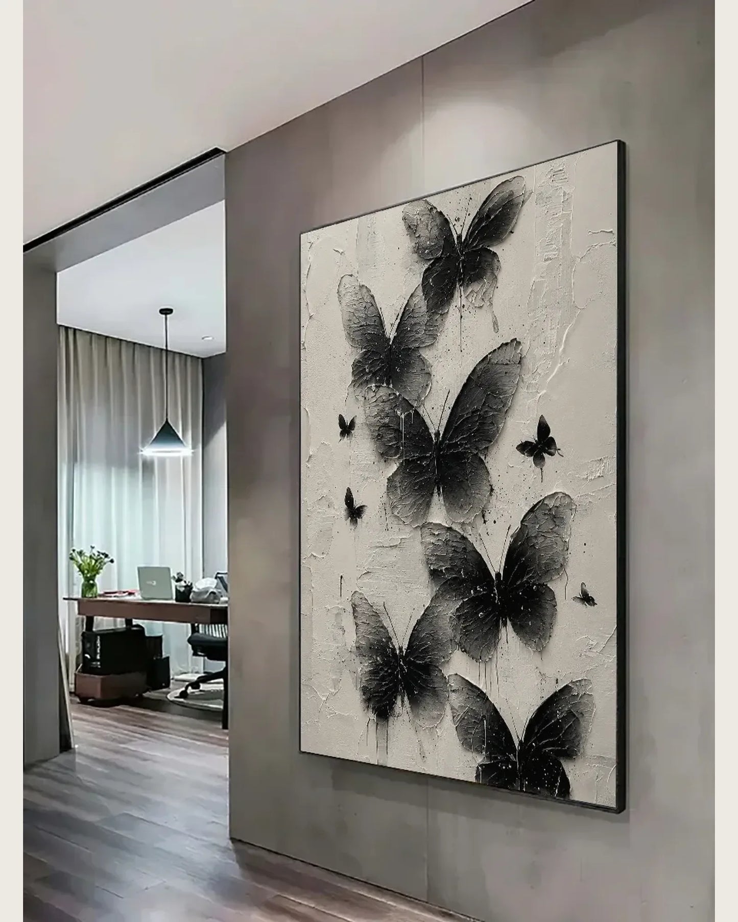 Black Butterfly Texture Wall Art No.096