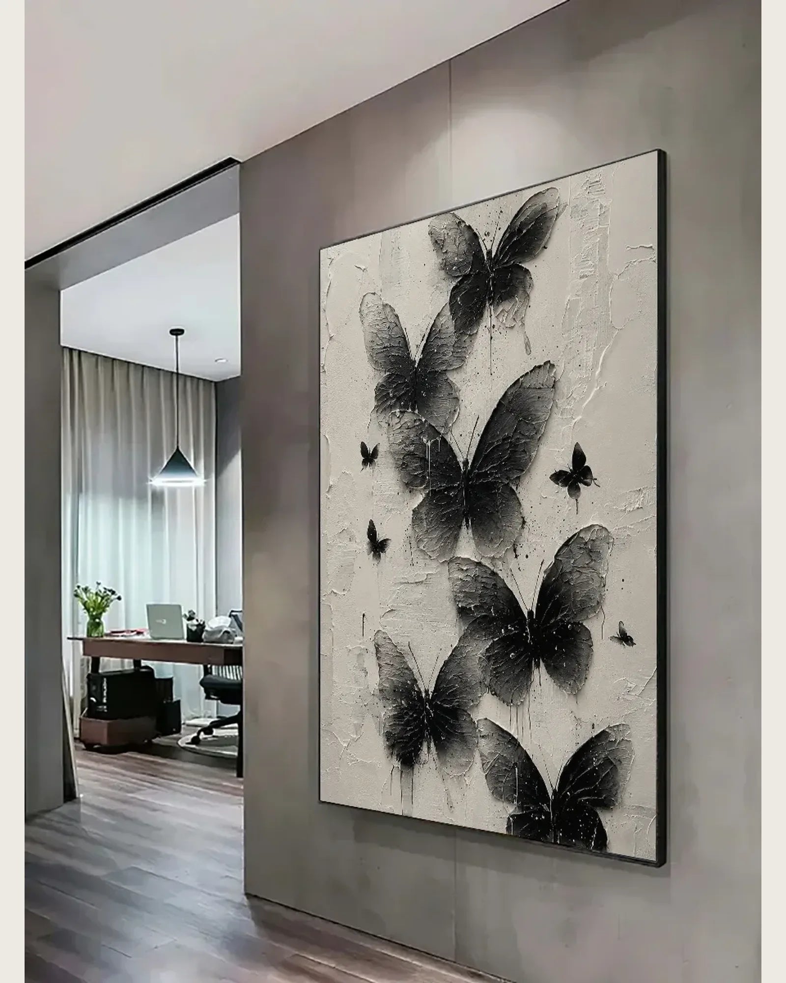 Black Butterfly Texture Wall Art No.096