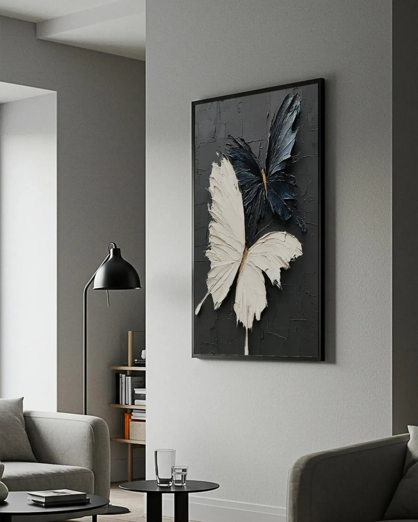 Black And White Butterfly Canvas Art No.101