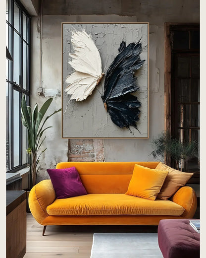Black And White Butterfly Canvas Painting No.104