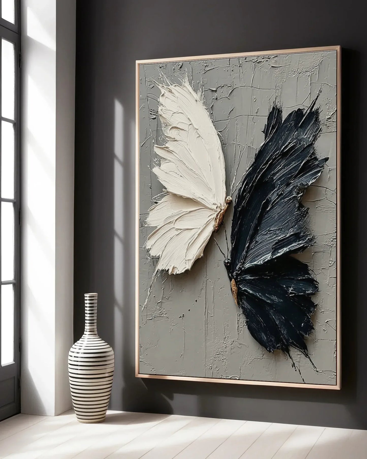 Black And White Butterfly Canvas Painting No.104