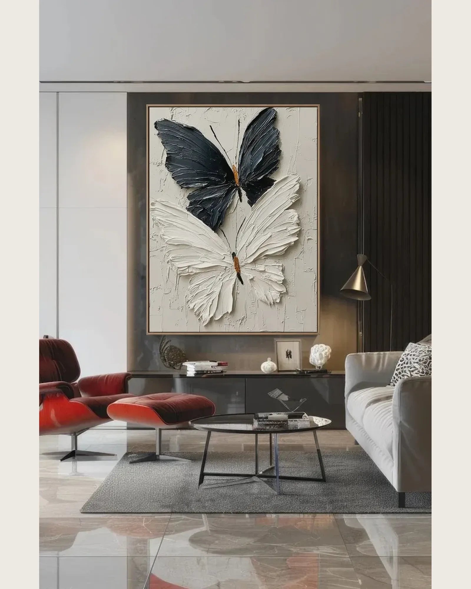 Black And White Butterfly Texture Canvas Art No.107