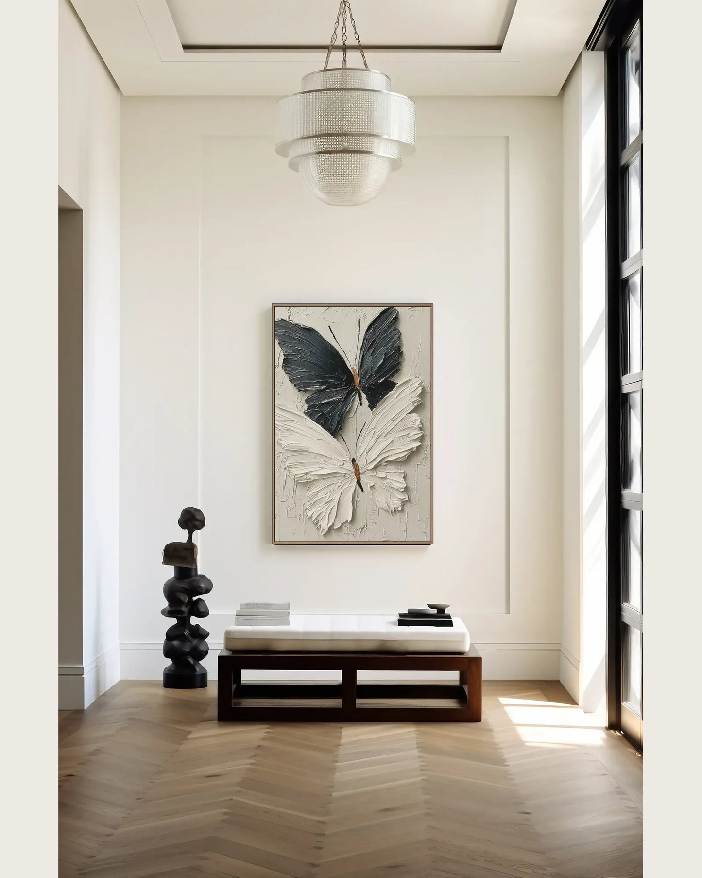 Black And White Butterfly Texture Canvas Art No.107