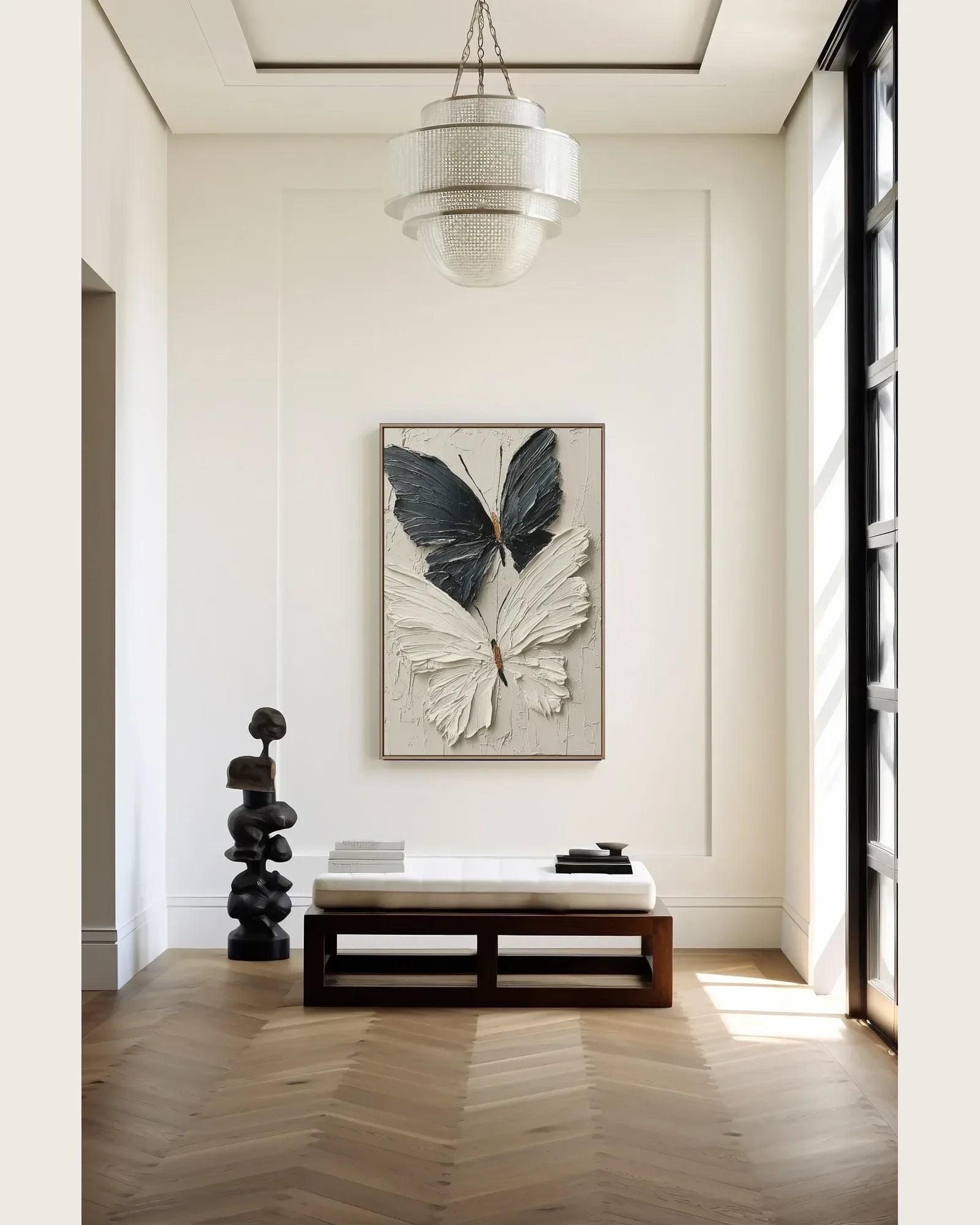 Black And White Butterfly Texture Canvas Art No.107