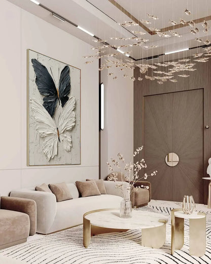 Black And White Butterfly Texture Canvas Art No.107