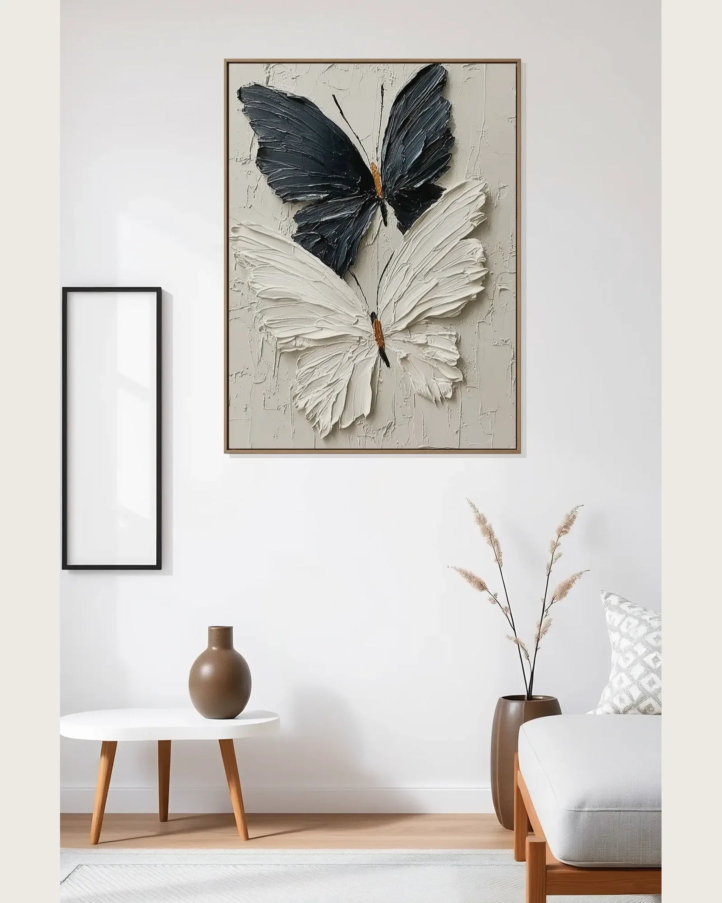 Black And White Butterfly Texture Canvas Art No.107