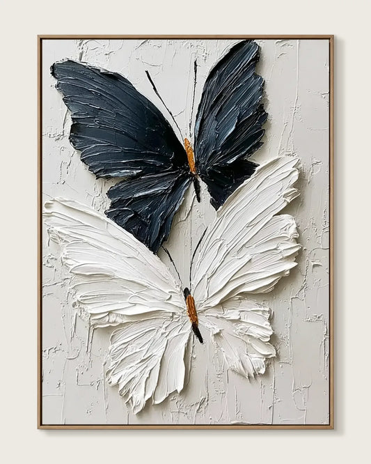 Black And White Butterfly Texture Canvas Art No.107