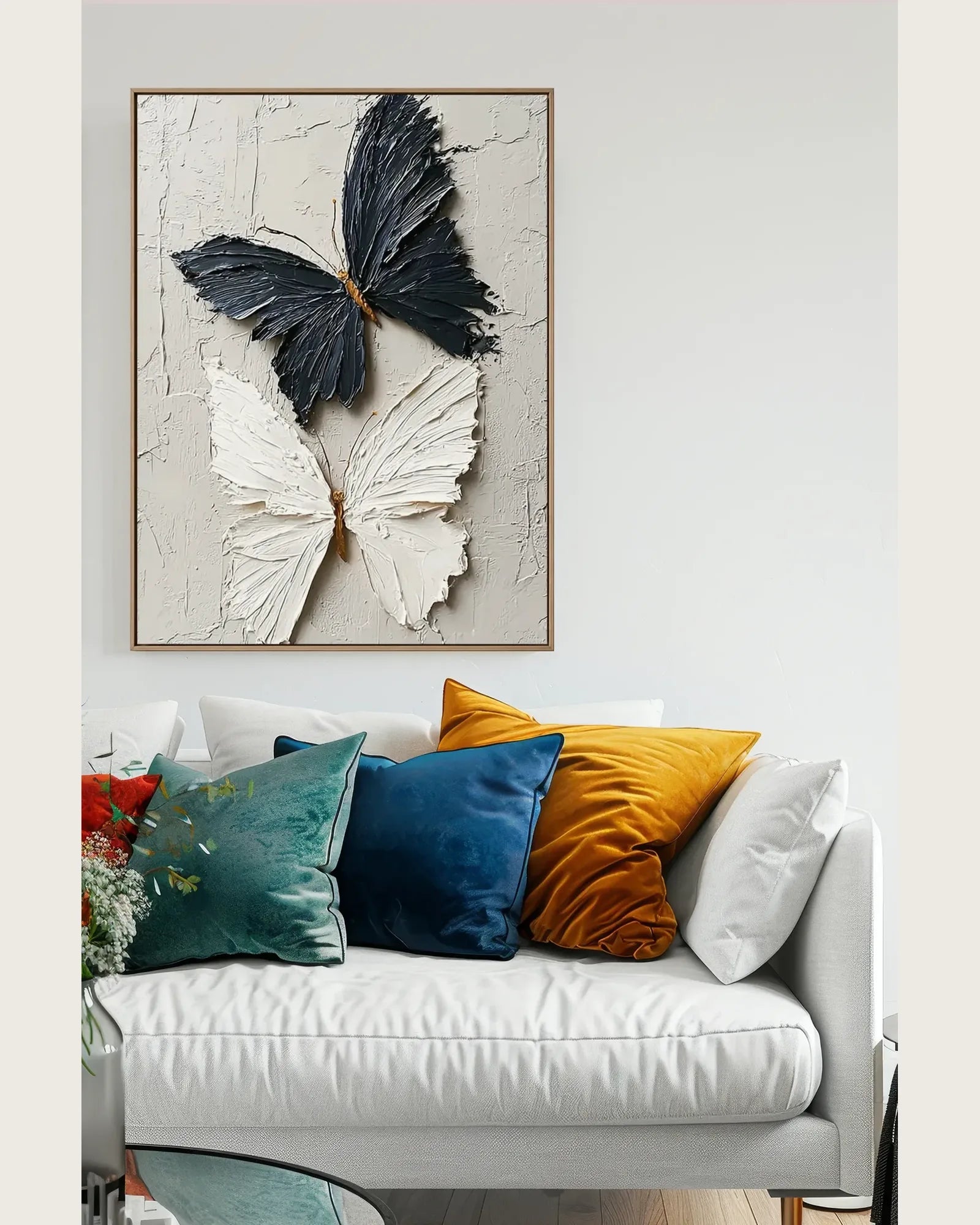 Black And White Butterfly Texture Wall Art No.106