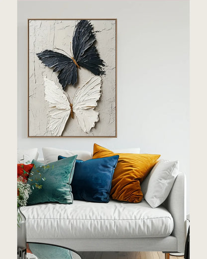 Black And White Butterfly Texture Wall Art No.106
