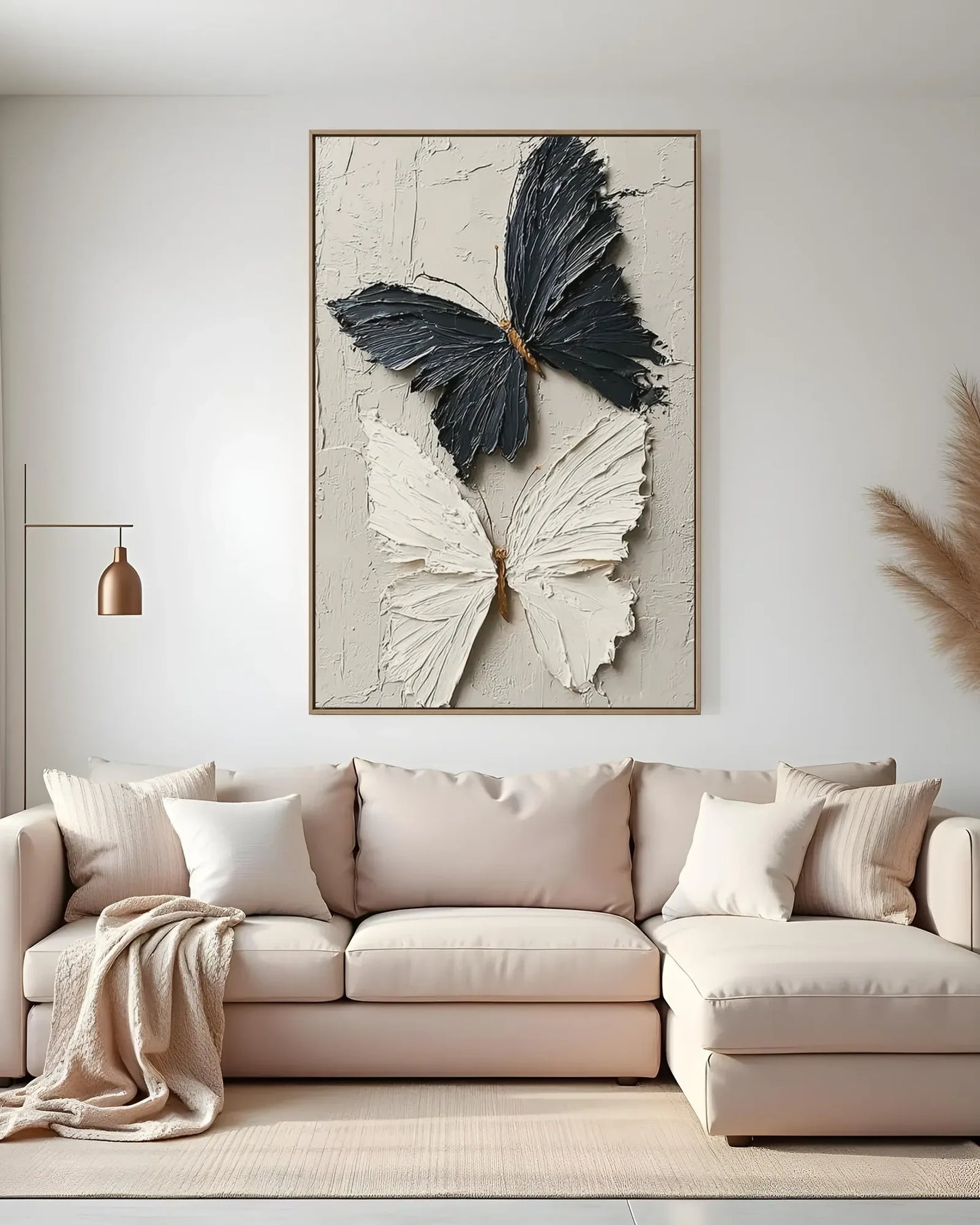 Black And White Butterfly Texture Wall Art No.106