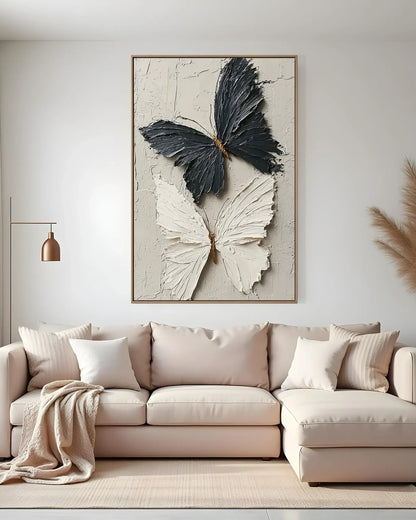 Black And White Butterfly Texture Wall Art No.106