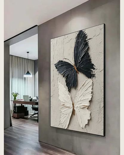 Black And White Butterfly Texture Wall Art No.106