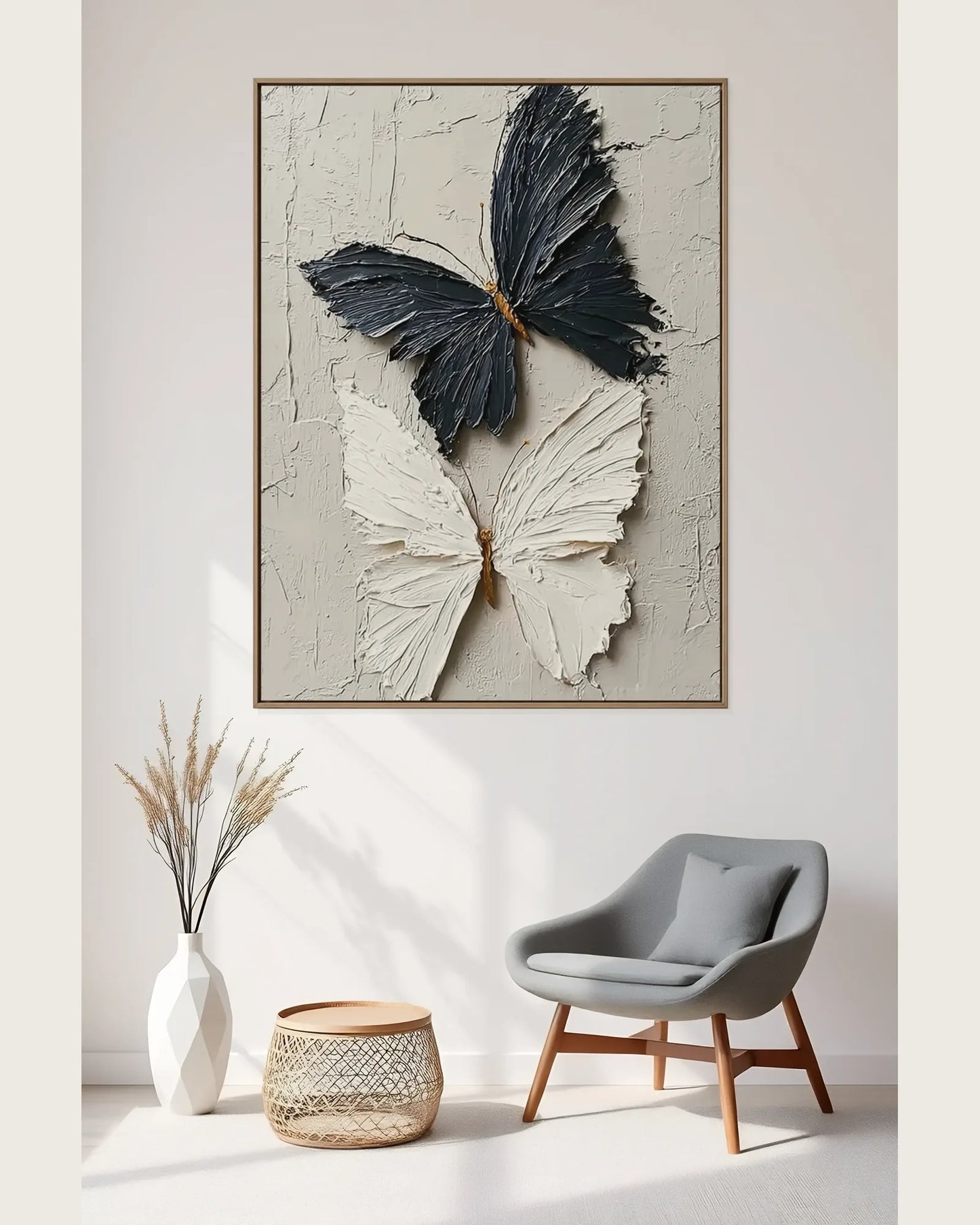 Black And White Butterfly Texture Wall Art No.106