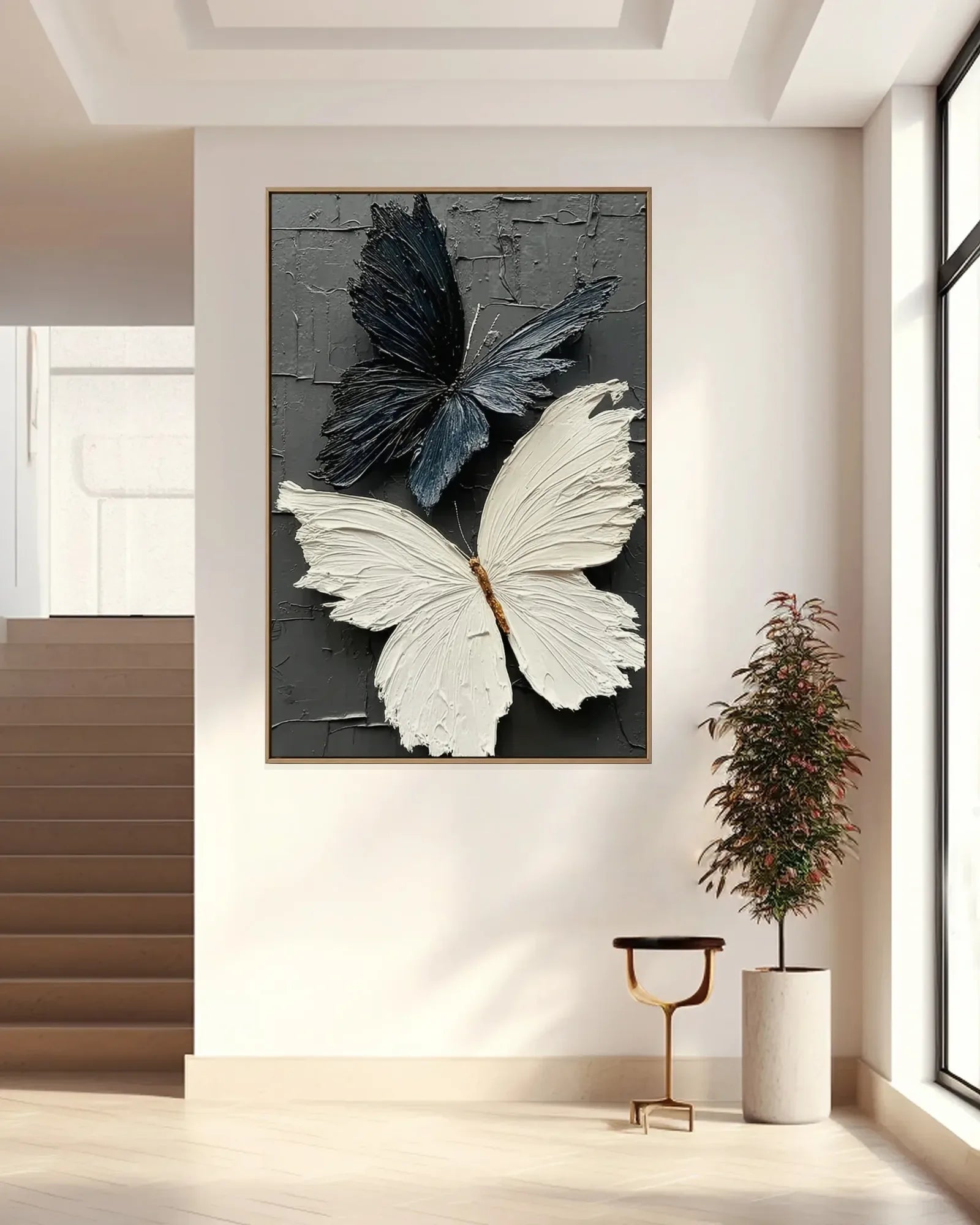 Black And White Butterfly Texture Wall Decor No.109