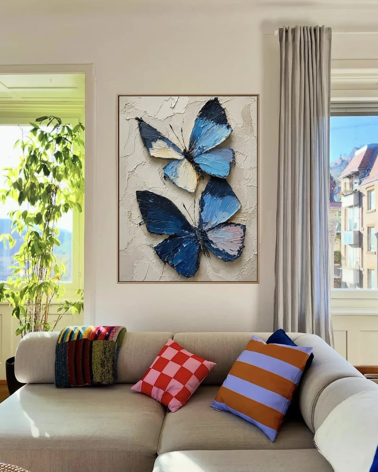 Blue Butterfly Texture Canvas Art No.137