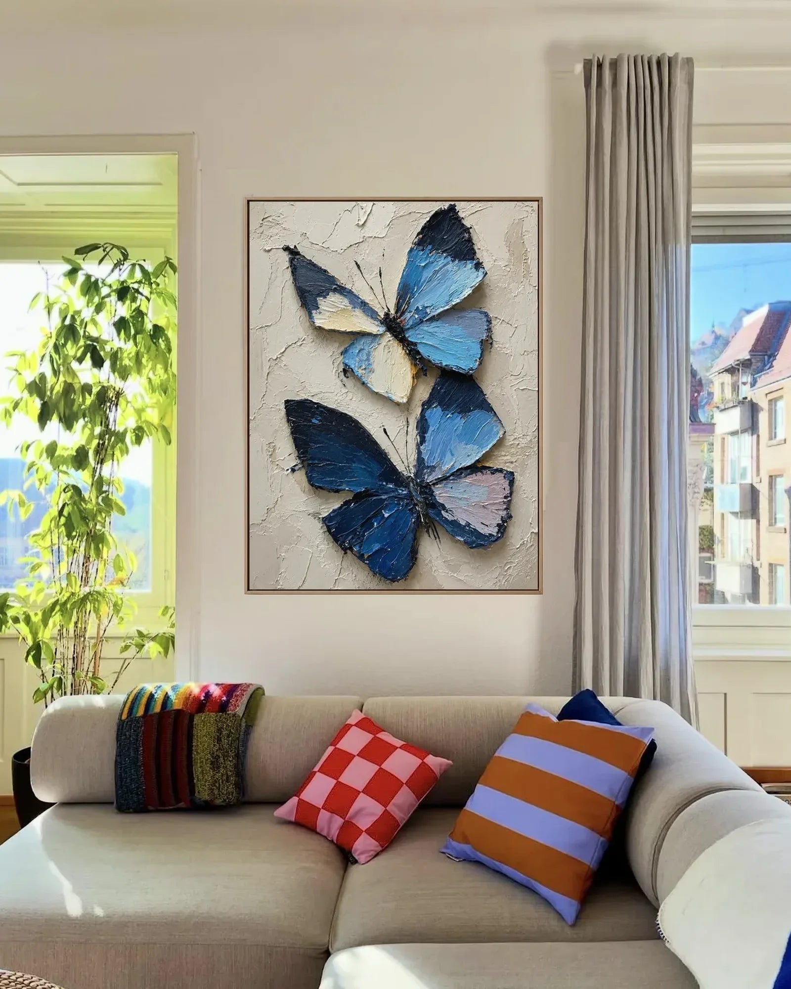Blue Butterfly Texture Canvas Art No.137