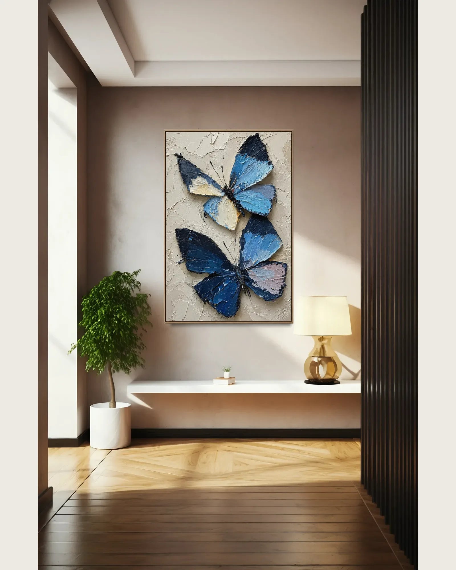 Blue Butterfly Texture Canvas Art No.137