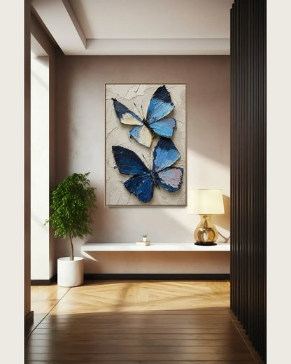 Blue Butterfly Texture Canvas Art No.137