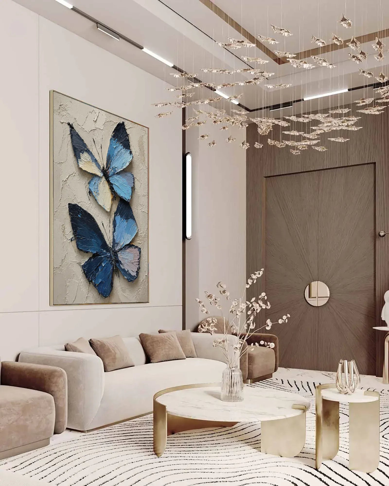 Blue Butterfly Texture Canvas Art No.137