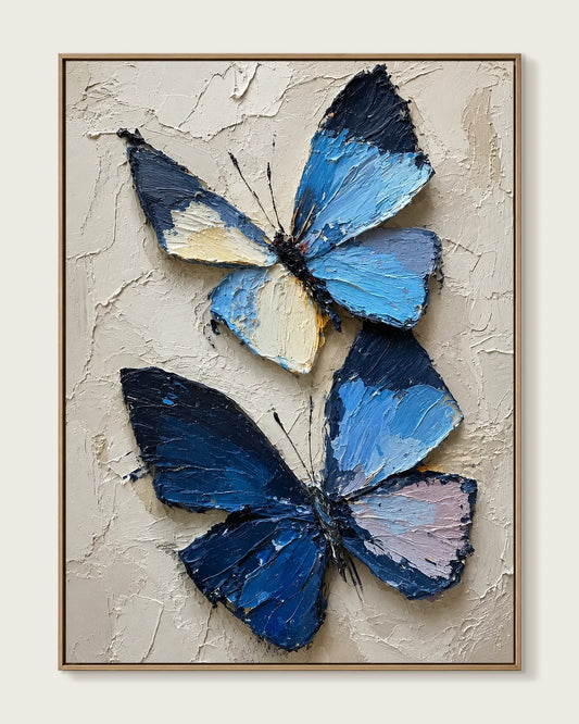 Blue Butterfly Texture Canvas Art No.137