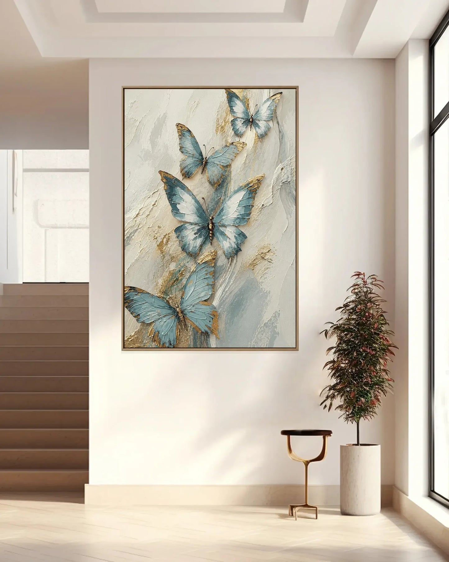 Blue Butterfly Texture Wall Art No.136