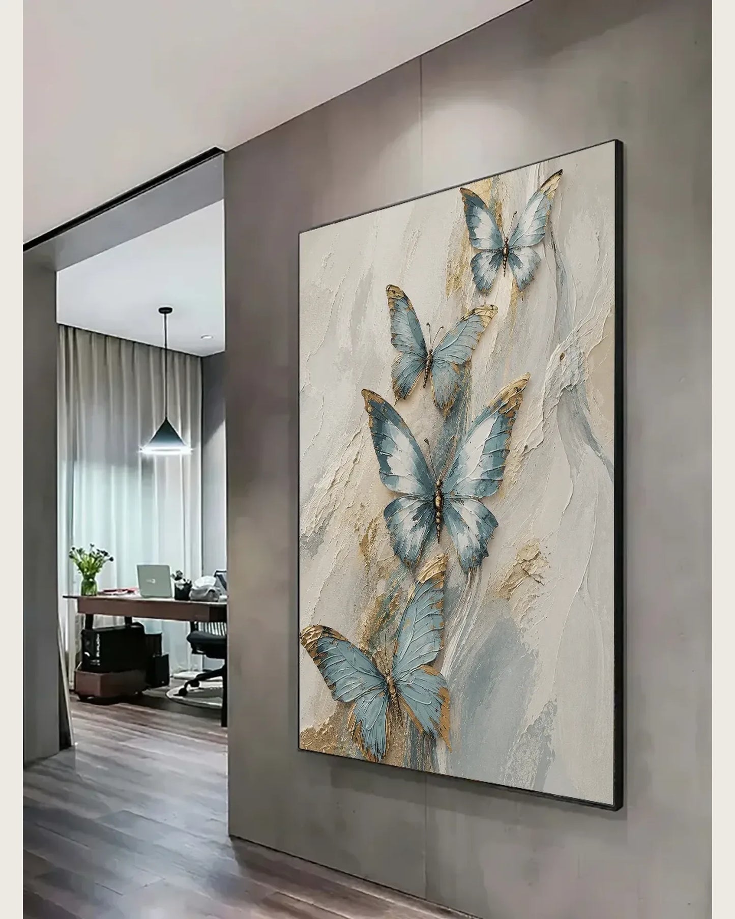 Blue Butterfly Texture Wall Art No.136