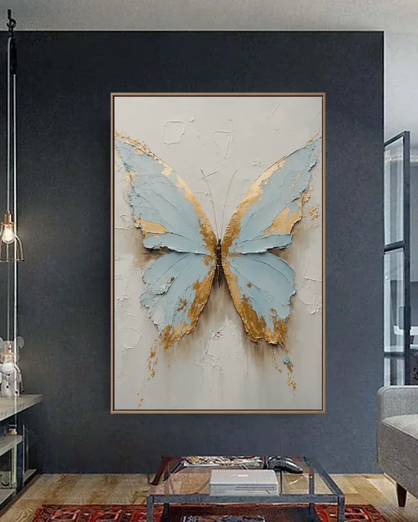 Blue Butterfly Texture Wall Decor No.139