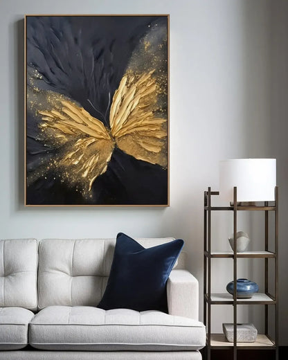 Gold Butterfly Texture Canvas Art No.127