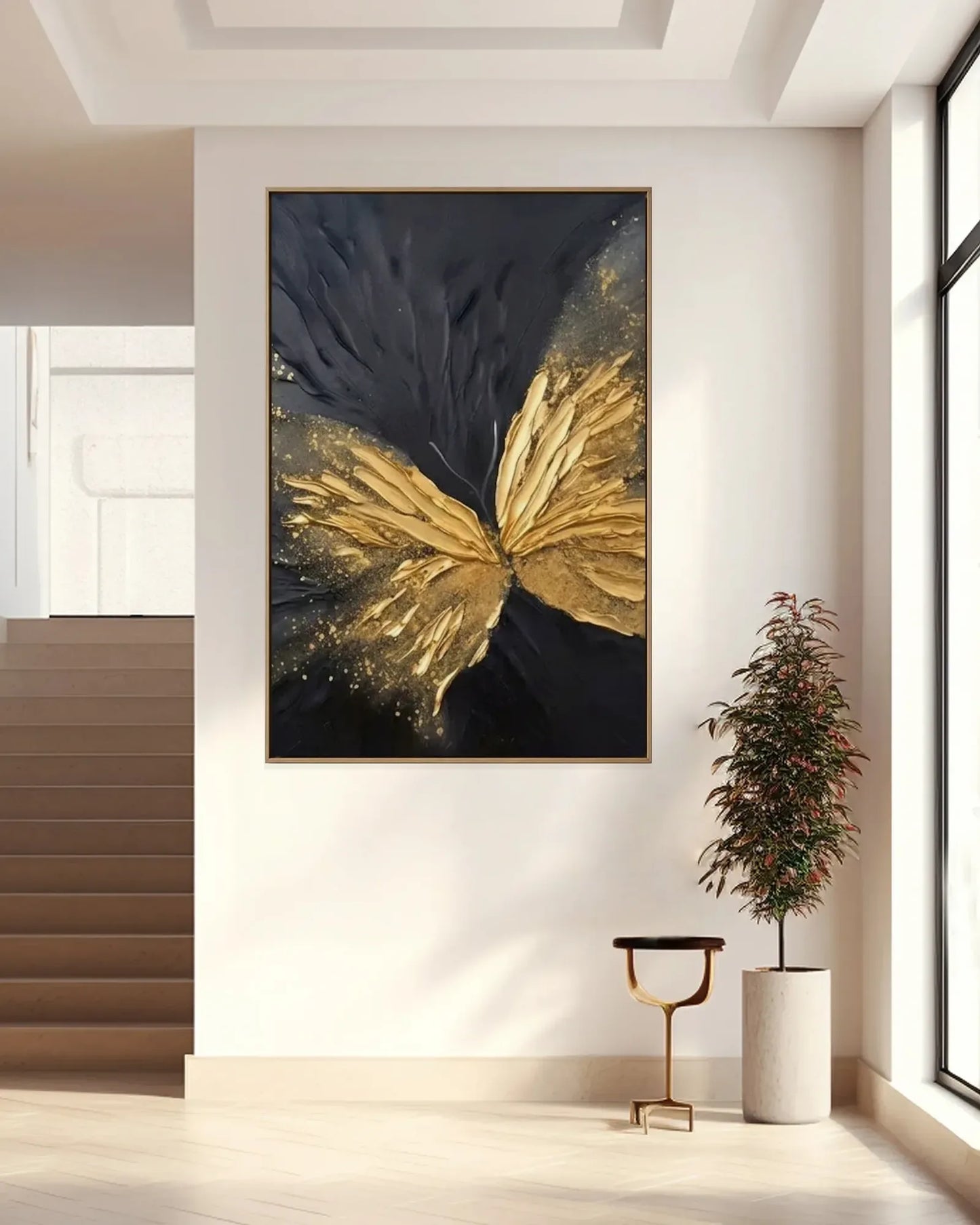 Gold Butterfly Texture Canvas Art No.127
