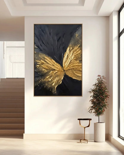 Gold Butterfly Texture Canvas Art No.127