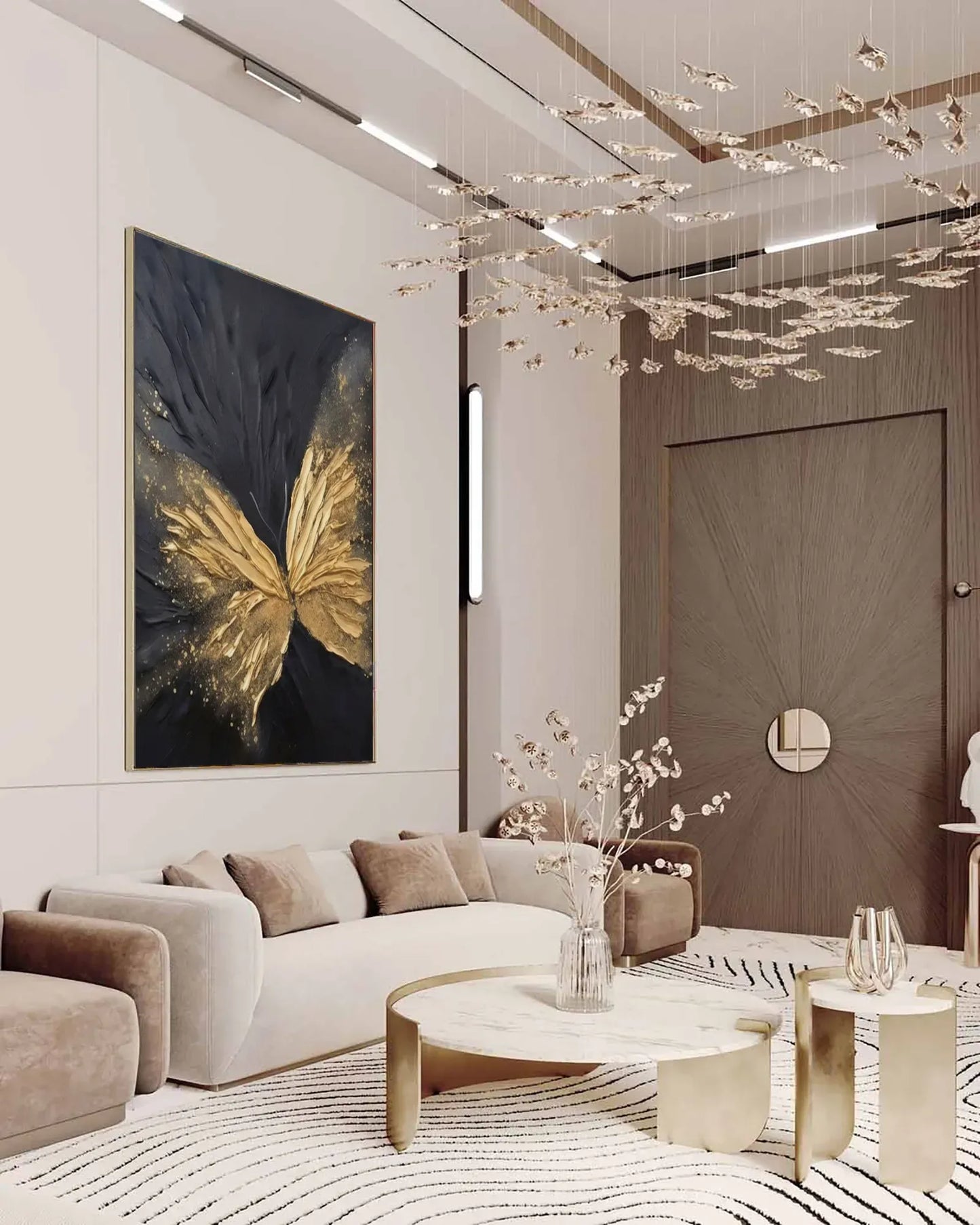 Gold Butterfly Texture Canvas Art No.127