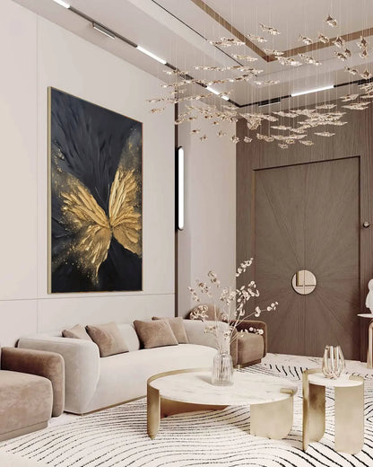 Gold Butterfly Texture Canvas Art No.127