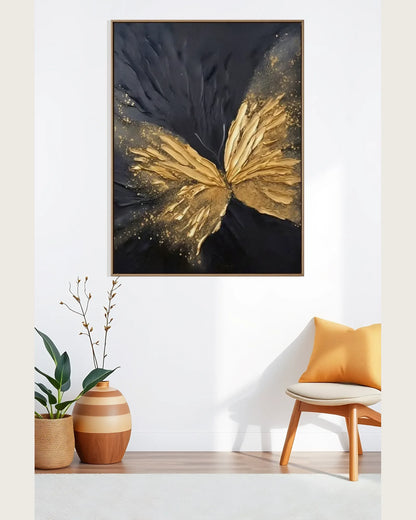 Gold Butterfly Texture Canvas Art No.127