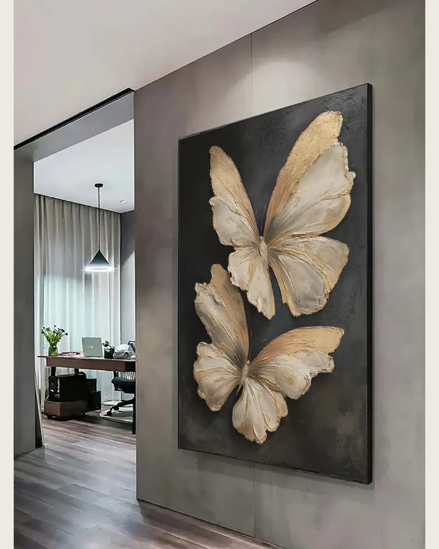 Gold Butterfly Texture Wall Art No.126